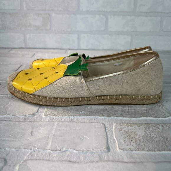 Avon Cushion Walk Espadrille Flats Womens 9 Pineapple Slip On Canvas Casual - Picture 5 of 11